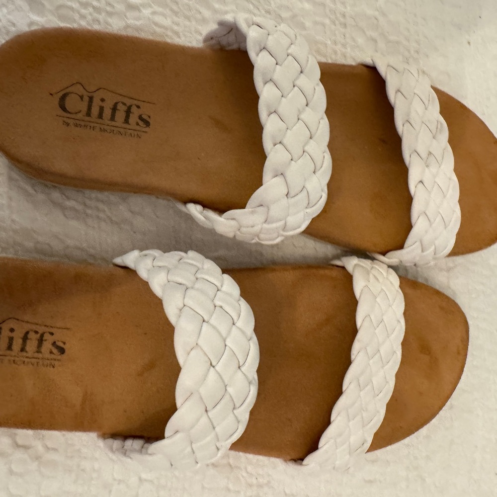 Cliffs by WHITE MOUNTAIN White Braided Double-Strap Slide Sandals - Picture 12 of 14